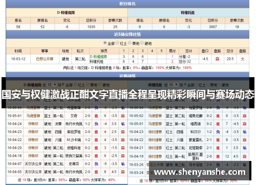 国安与权健激战正酣文字直播全程呈现精彩瞬间与赛场动态